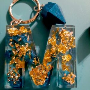 Hand crafted resin initial keychain